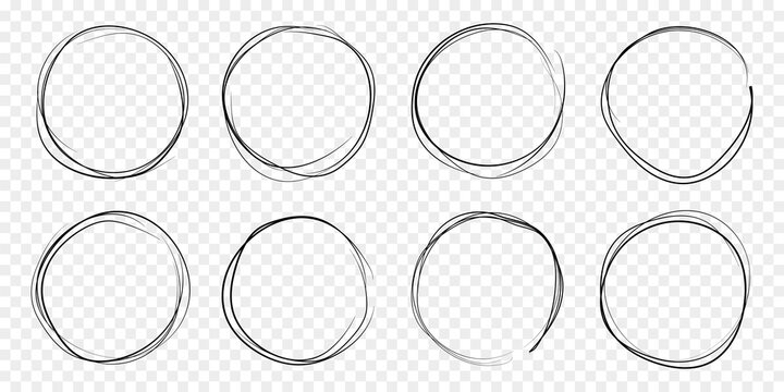 Hand-drawn circles isolated. Vector frames for design.