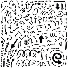 Set Of Vector Doodle Drawing Collection Arrow On White Background Illustration