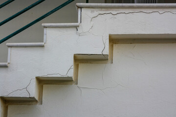 Old cracked damaged stairs from recent earthquake