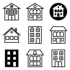 House Flat Icon Set Isolated On White Background