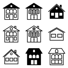 House Flat Icon Set Isolated On White Background