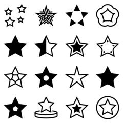 Stars Flat Icon Set Isolated On White Background