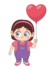 little girl with balloon heart