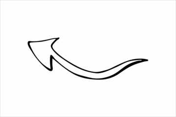 Abstract doodle arrow hand drawn, black and white vector illustration