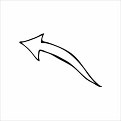 Abstract doodle arrow hand drawn, black and white vector illustration