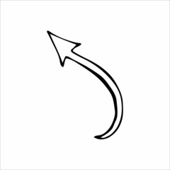 Abstract doodle arrow hand drawn, black and white vector illustration