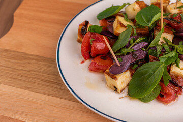 Caprese Salad with Coalho Cheese, Roasted Tomatoes, Black Olives and Basil