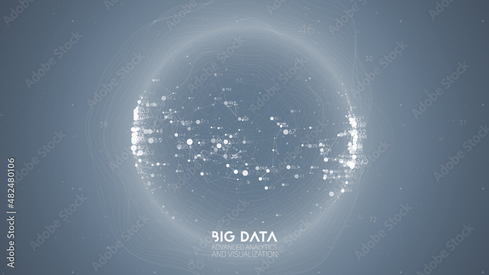 Poster Big data visualization. Futuristic infographic. Information aesthetic design. Visual data complexity. Complex data threads graphic visualization. Abstract data graph.