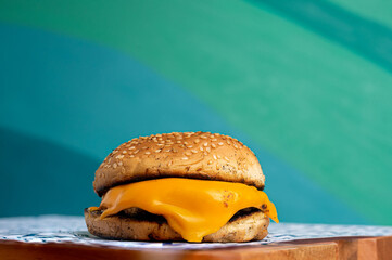 Beef burger with cheddar cheese