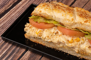 Creamy Chicken Sandwich with Mozzarella Cheese, Tomato and Lettuce
