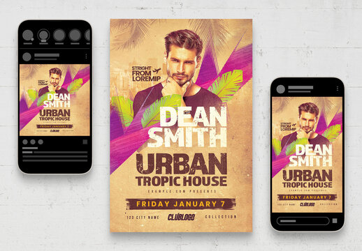 Tropical House Music Beach Party Flyer