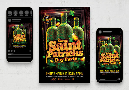 Green Bottle St Patricks Day Party Flyer Poster