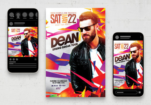 Dj Flyer With Colorful Geometric Elements