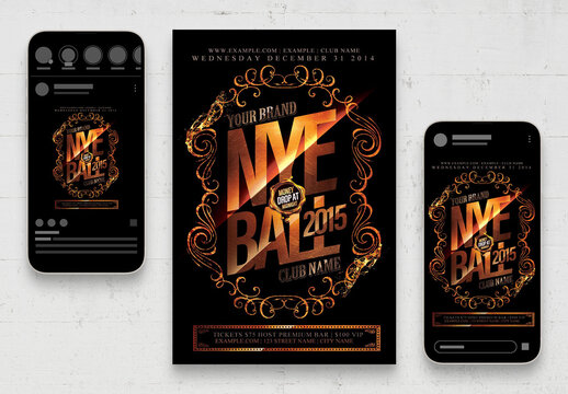 Black Gold Nightclub Event Flyer with Nye Theme