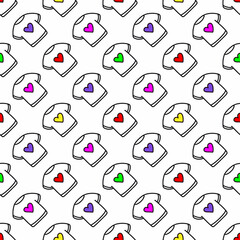 Seamless pattern of a T-shirt with a heart.Pattern for Valentines Day