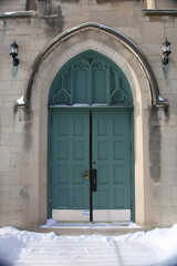 old wooden door in a church
