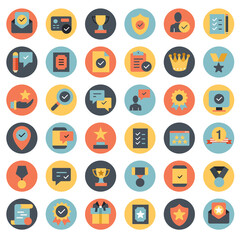 Approve and award icons set. Check marks, ticks.   Modern graphic design concepts, simple colorful elements collection. Vector color icons
