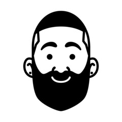 Isolated monochrome avatar of a man with beard Vector illustration