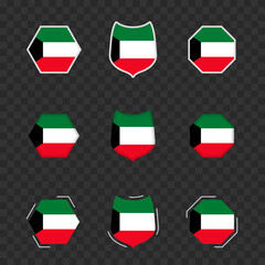 National symbols of Kuwait on a dark transparent background, vector flags of Kuwait.