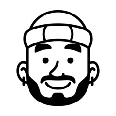 Isolated monochrome avatar of a man with beard Vector illustration