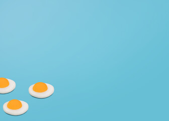 Fried eggs. Design template in minimal style. Empty poster and banner mockup with copy space