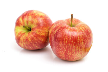Fototapeta na wymiar Two ripe red apples isolated on white background