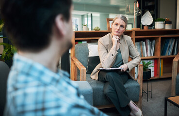 Feeling lost There's someone who's listening. Shot of a mature woman having a therapeutic session...