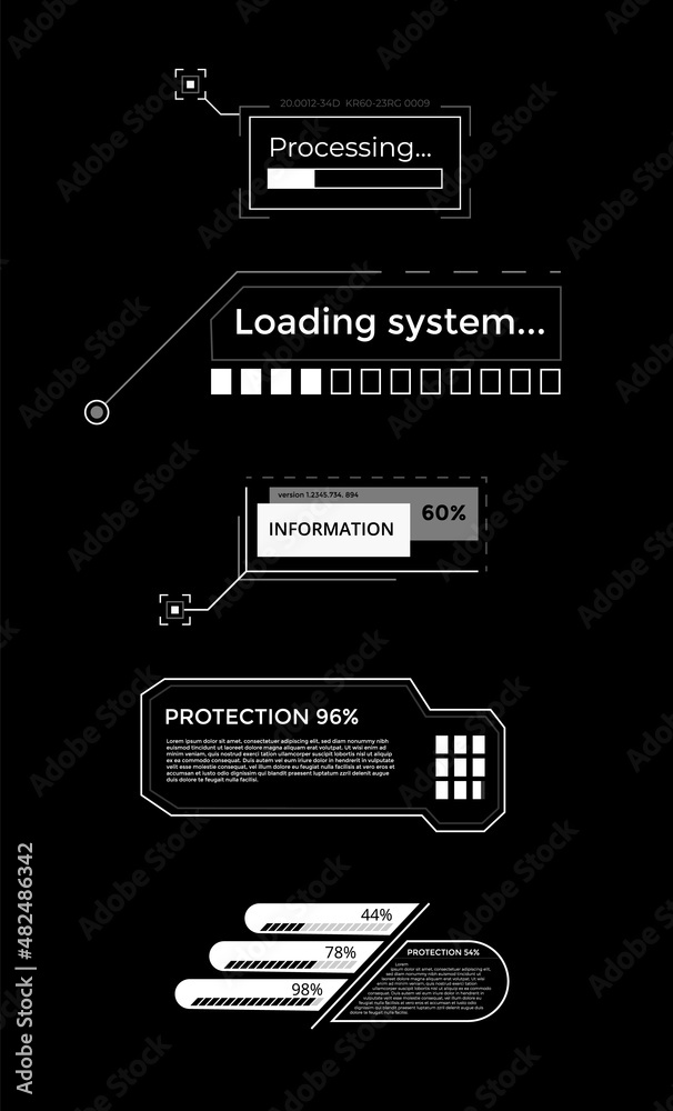 Poster callouts titles banner. futuristic digital line text frame boxes and label emplate set. pop-up or de