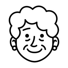 Isolated monochrome avatar of an old woman Vector illustration