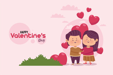 lovers with hearts scene