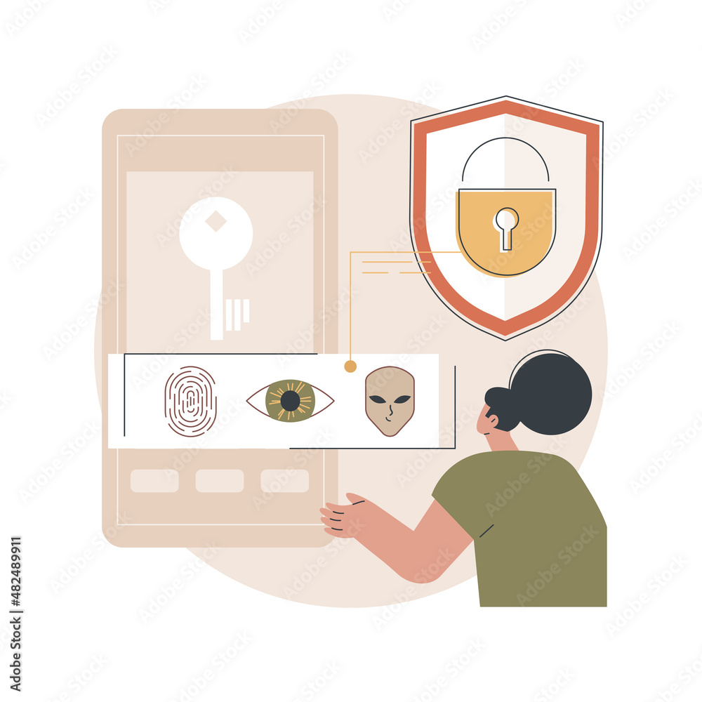 Poster access control system abstract concept vector illustration. access limitation system, biometric cont