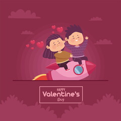 lovers flying in rocket
