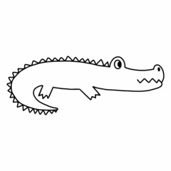 Doodle crocodile. Vector illustration contour line. Reptiles. Coloring book with animal for children. Alligator.