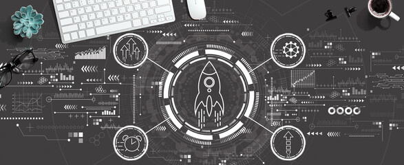 Rapid growth concept with a computer keyboard and a mouse