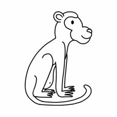 Doodle monkey. African animals. Coloring book for kids.