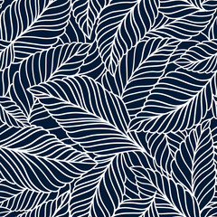 Elegant seamless pattern with delicate leaves. Vector Hand drawn floral background.