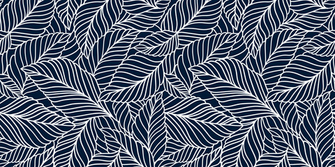 Elegantes, nahtloses Muster mit zarten Blättern. Vektor Handgezeichneter floraler Hintergrund.