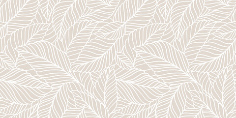Elegant seamless pattern with delicate leaves. Vector Hand drawn floral background. - obrazy, fototapety, plakaty