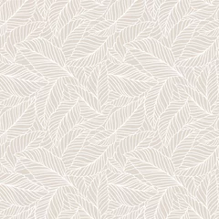 Papier Peint photo Feuilles tropicales Modèle sans couture élégant avec des feuilles délicates. Vecteur fond floral dessiné à la main.