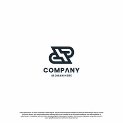 monogram letter P R logo design template