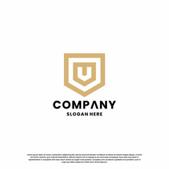 creative letter U combine with shield logo design monogram for your business identity