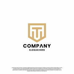 creative letter T combine with shield logo design monogram for your business identity