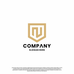 Obraz premium creative letter N combine with shield logo design monogram for your business identity