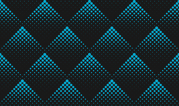 Geometrically distributed neon dots on the dark background