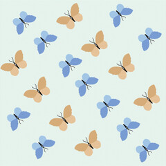 mall butterflies seamless pattern. Trendy illustrated vector pattern for corporate identity, stationery, packaging and wallpaper. Minimalistic floral background.