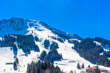 Ski Area next to Bad Hindelang at Oberjoch area in the Bavarian Alps