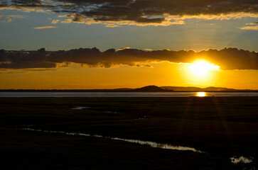Sunset, Lake Amboseli marshes, Kenya, Africa