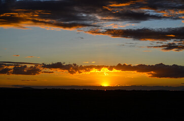 Sunset in the savannah, Amboseli, Kenya, Africa