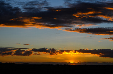 Fototapeta na wymiar Sunset in the savannah, Amboseli, Kenya, Africa