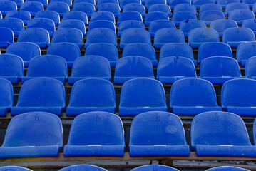 Dirty seats at the stadium without the visitors